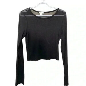 Bozzolo sheer black, longsleeved crop  top